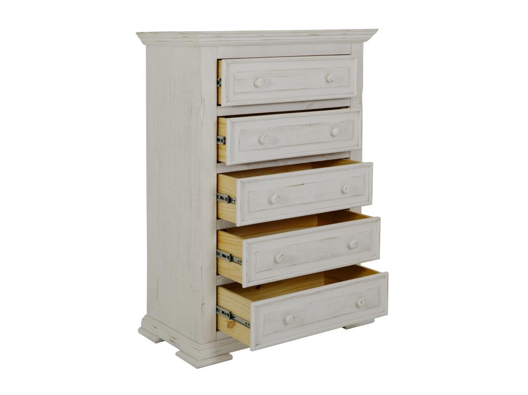Terra White Five Drawer Chest