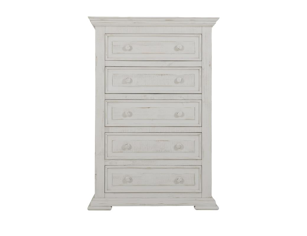 Terra White Five Drawer Chest